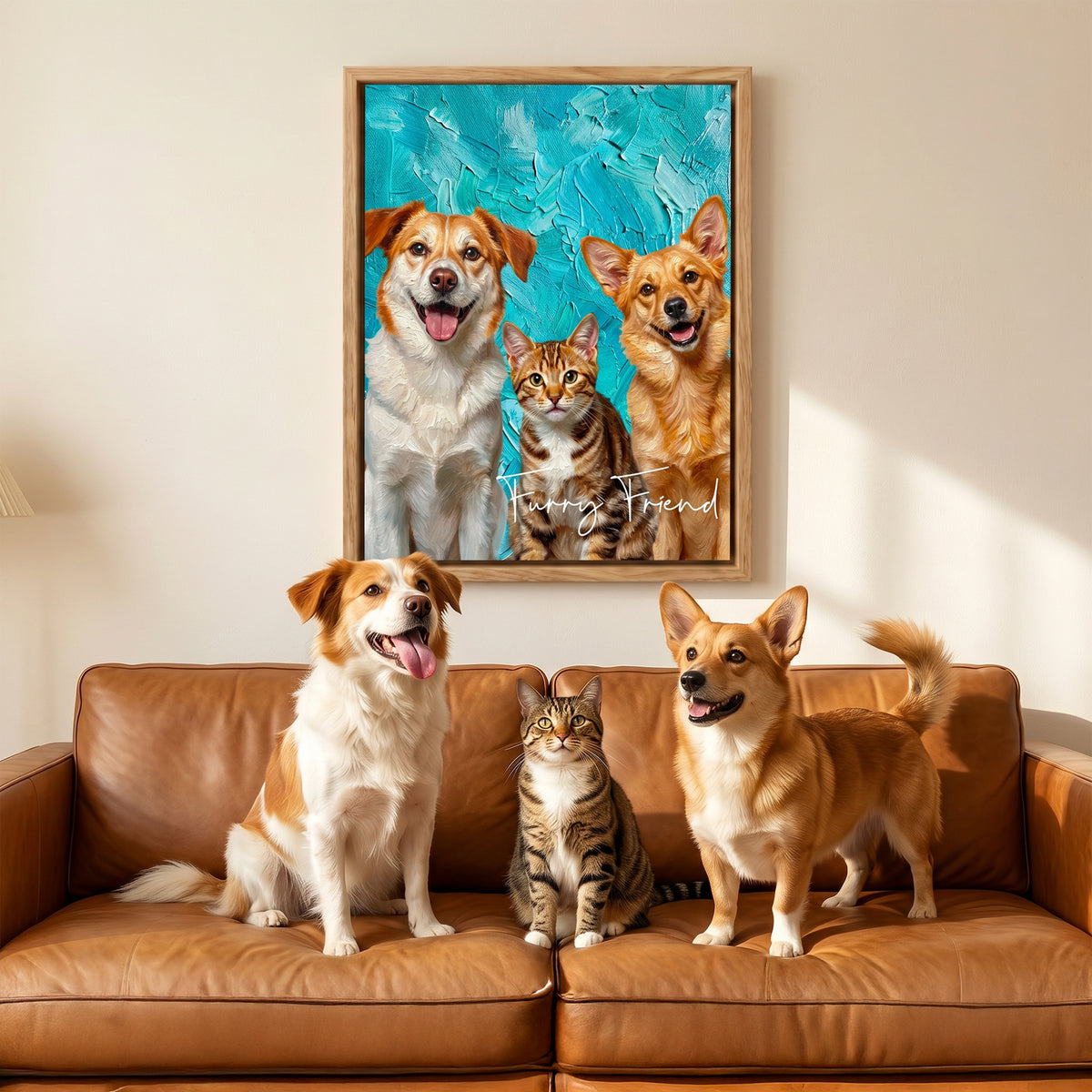 Personalized Modern Painting Texture Style Pet Photo Canvas Prints with Name Warm Minimalist Home Decor Ship from USA Birthday Gift for Pet Lovers