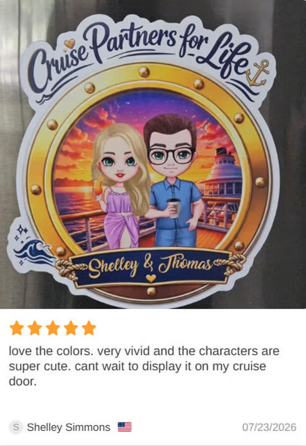 Personalized Cartoon Couple Character Cruise Fridge Magnet with Name Home Decor Birthday Summer Travel Gift for Couple Newlyweds - CALLIE