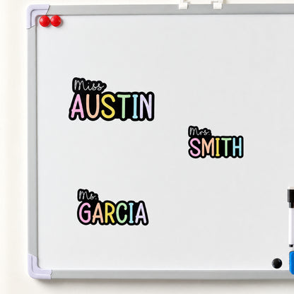 Personalized Rainbow Teacher Name Whiteboard Classroom Magnet Back to School  Gift for Teacher