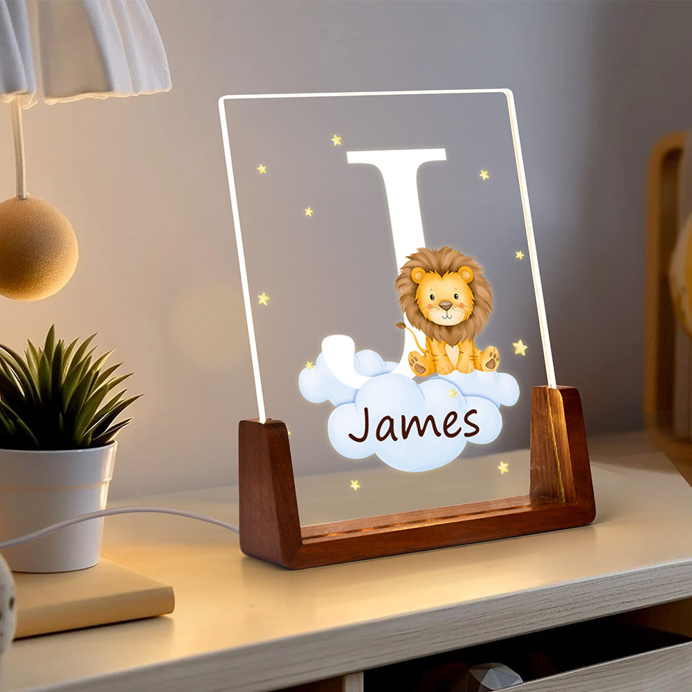 Personalized Animal LED Night Light with Name Acrylic Bedroom Lamp for Kids