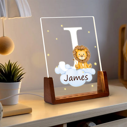 Personalized Animal LED Night Light with Name Acrylic Bedroom Lamp for Kids