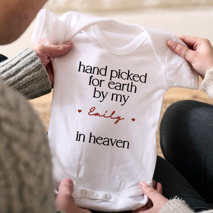 Hand Picked for Earth by My Loved One in Heaven - Personalized 100% Cotton Baby Bodysuit Kid T-shirt