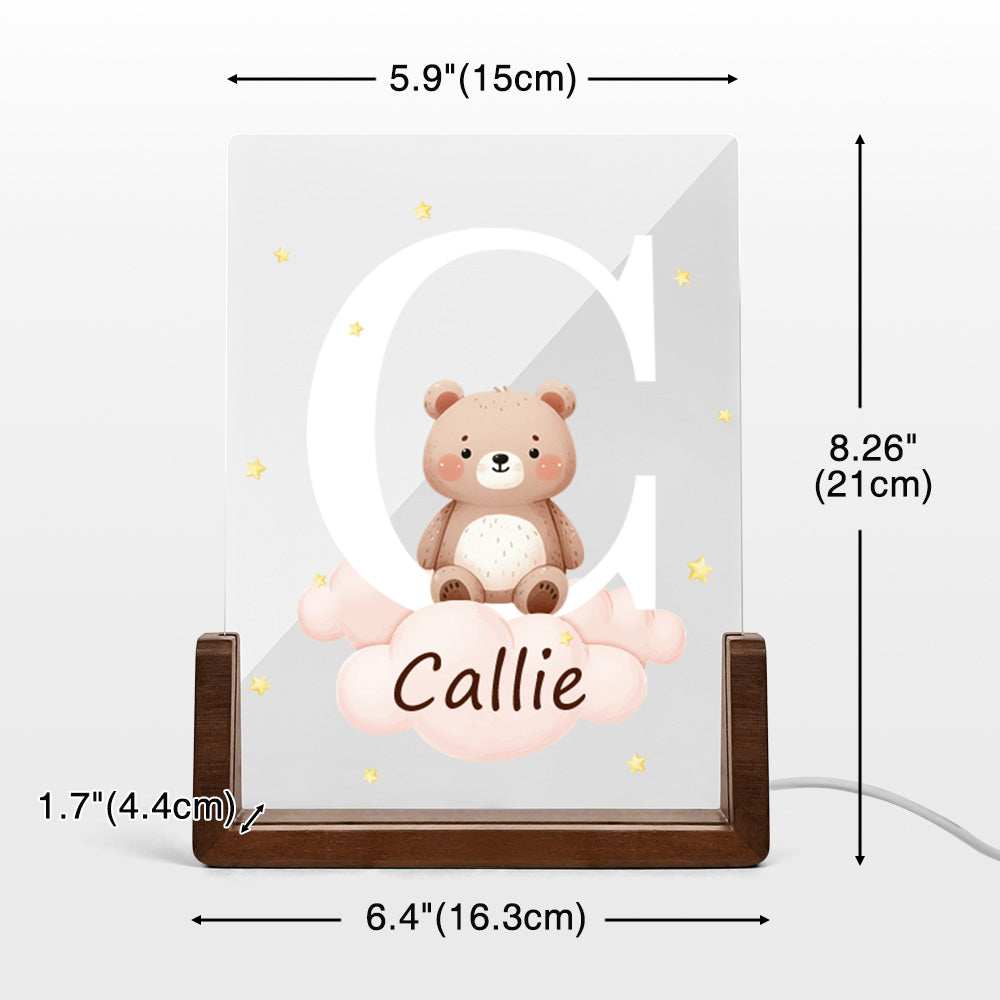 Personalized Animal LED Night Light with Name Acrylic Bedroom Lamp for Kids