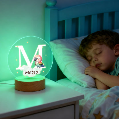 Personalized Animal LED Night Light with Name Acrylic Bedroom Lamp for Kids