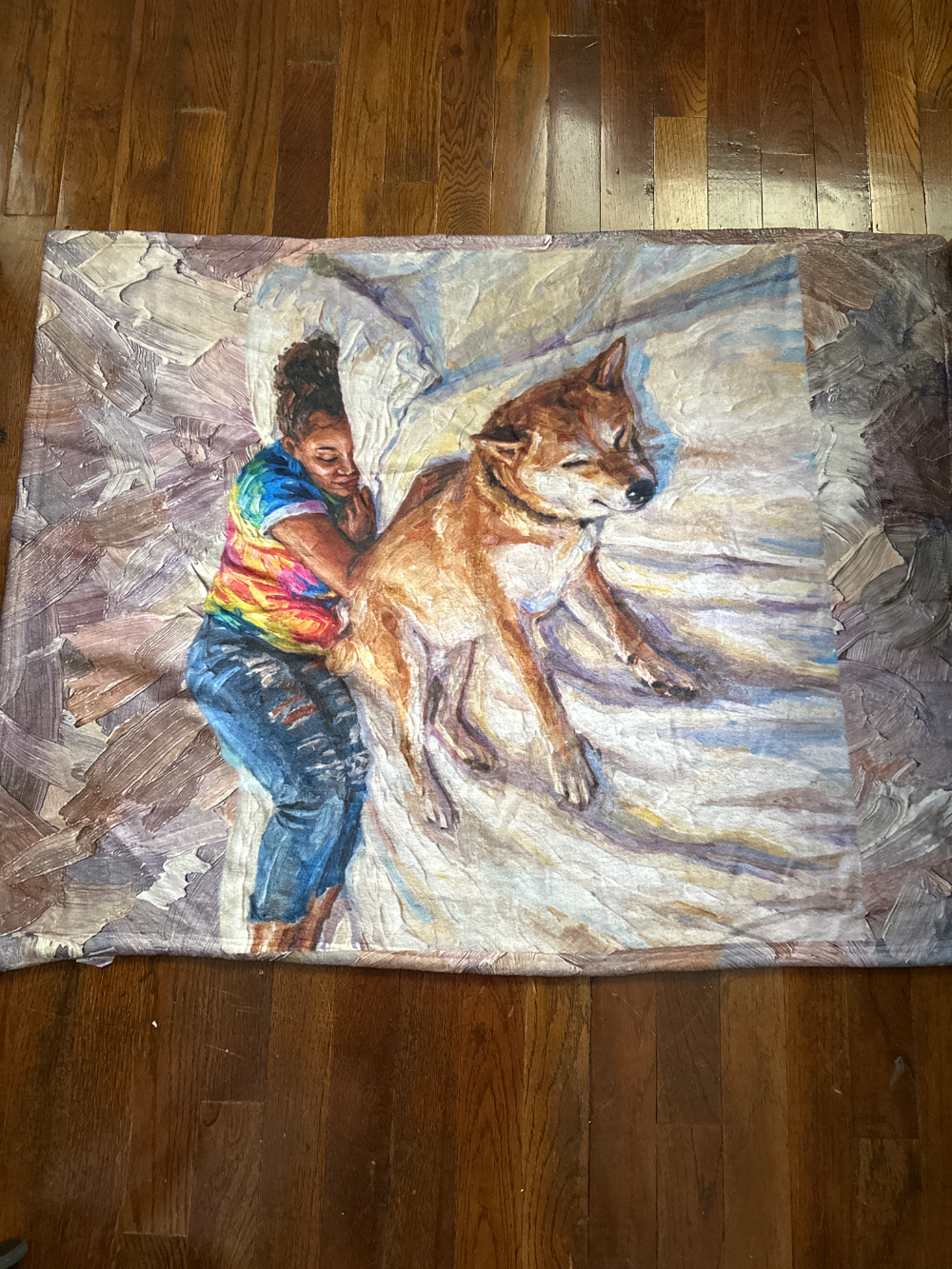 Personalized Oil Painting Style Pet Photo Soft Throw Blanket with Name Home Decor Birthday Pet Memorial Gift for Pet Lovers - CALLIE