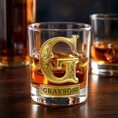 Roses Hold Love, Initials Mark Us - Personalized 10 oz Old Fashioned Rock Whiskey Glass