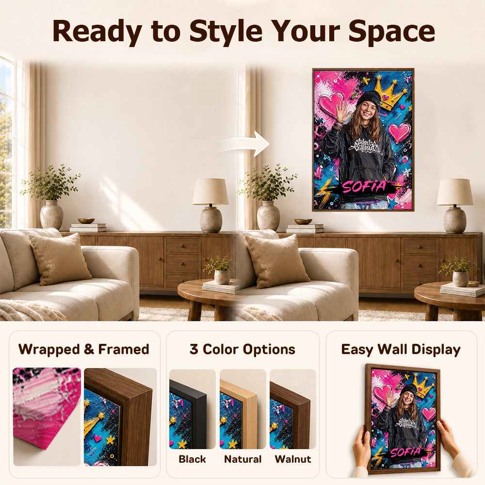 Personalized Graffiti-Style Oil Painting Photo Canvas Prints Home Decor Ship from USA Housewarming Birthday Gift for Family Friends
