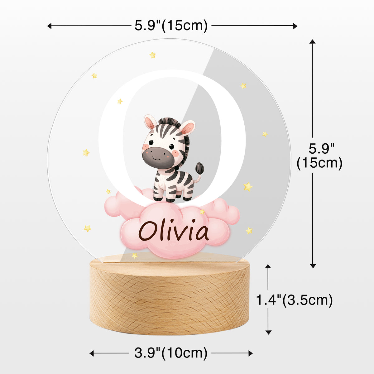 Personalized Animal LED Night Light with Name Acrylic Bedroom Lamp for Kids