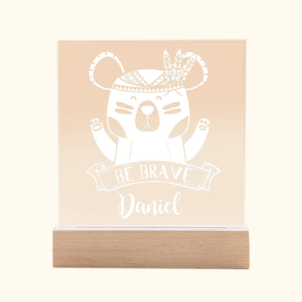 Personalised Be Brave Night Light for Childrn Engraved Name