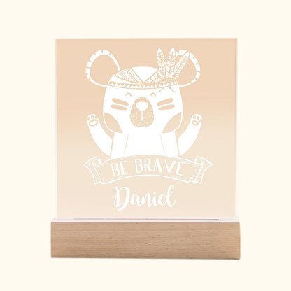 Personalised Be Brave Night Light for Childrn Engraved Name