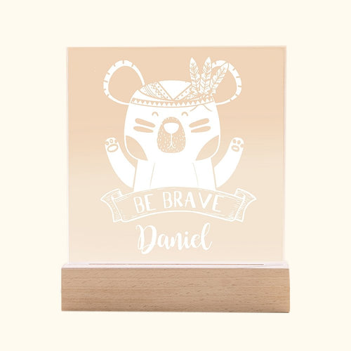 Personalised Be Brave Night Light for Childrn Engraved Name