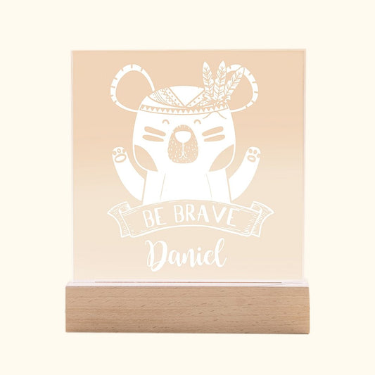 Personalised Be Brave Night Light for Childrn Engraved Name