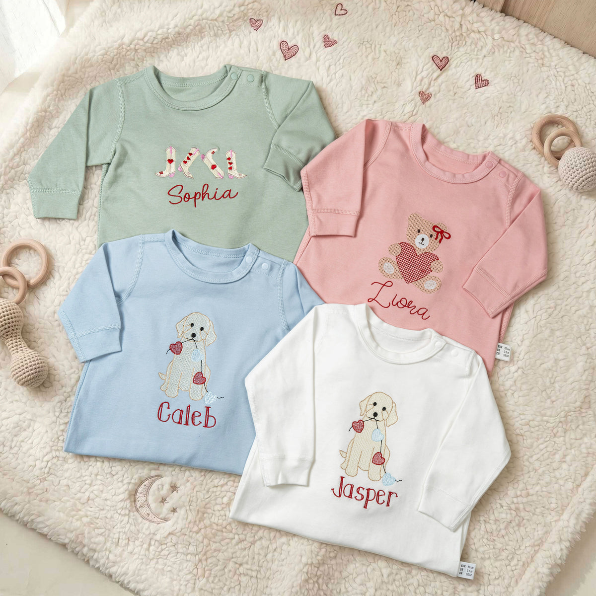Personalized Cute Dog Bear Cowboy Boots 100% Cotton Baby Romper with Name Baby Shower Valentine's Day Gift for Newborn Mom