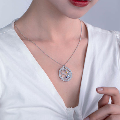 Heart in Heart Mom Necklace With 1-7 Children's Birthstones and Names | Callie