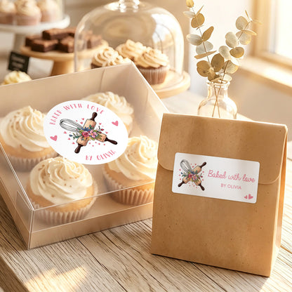 Personalized Creative Baking Element Waterproof Stickers with Text Baking Birthday Gift for Baker Baking Enthusiast
