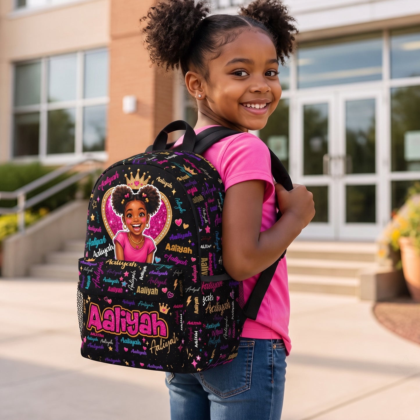 Personalized Starry Cartoon Photo Word Cloud  Large Capacity Kids Backpack with Name Back to School Birthday Gift for Boys Girls