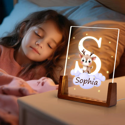Personalized Animal LED Night Light with Name Acrylic Bedroom Lamp for Kids