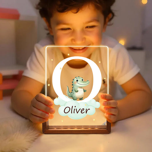 Personalized Animal LED Night Light with Name Acrylic Bedroom Lamp for Kids