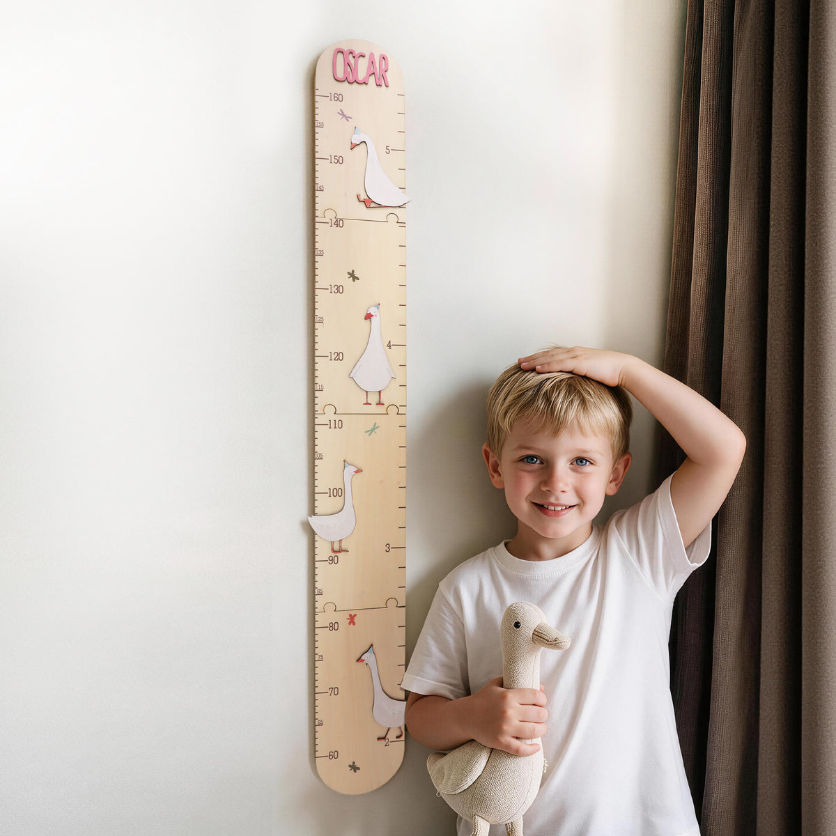Personalized Cute Goose Baby Growth Chart Ruler with Name Nursery Baby Room Decor Birthday Gift for Baby Kid