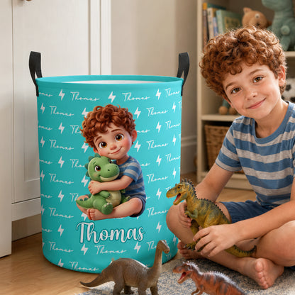Personalized Fantasy Unicorn Dinosaur Large Capacity Storage Laundry Basket with Name Room Decor Birthday Gift for Kids Boys Girls