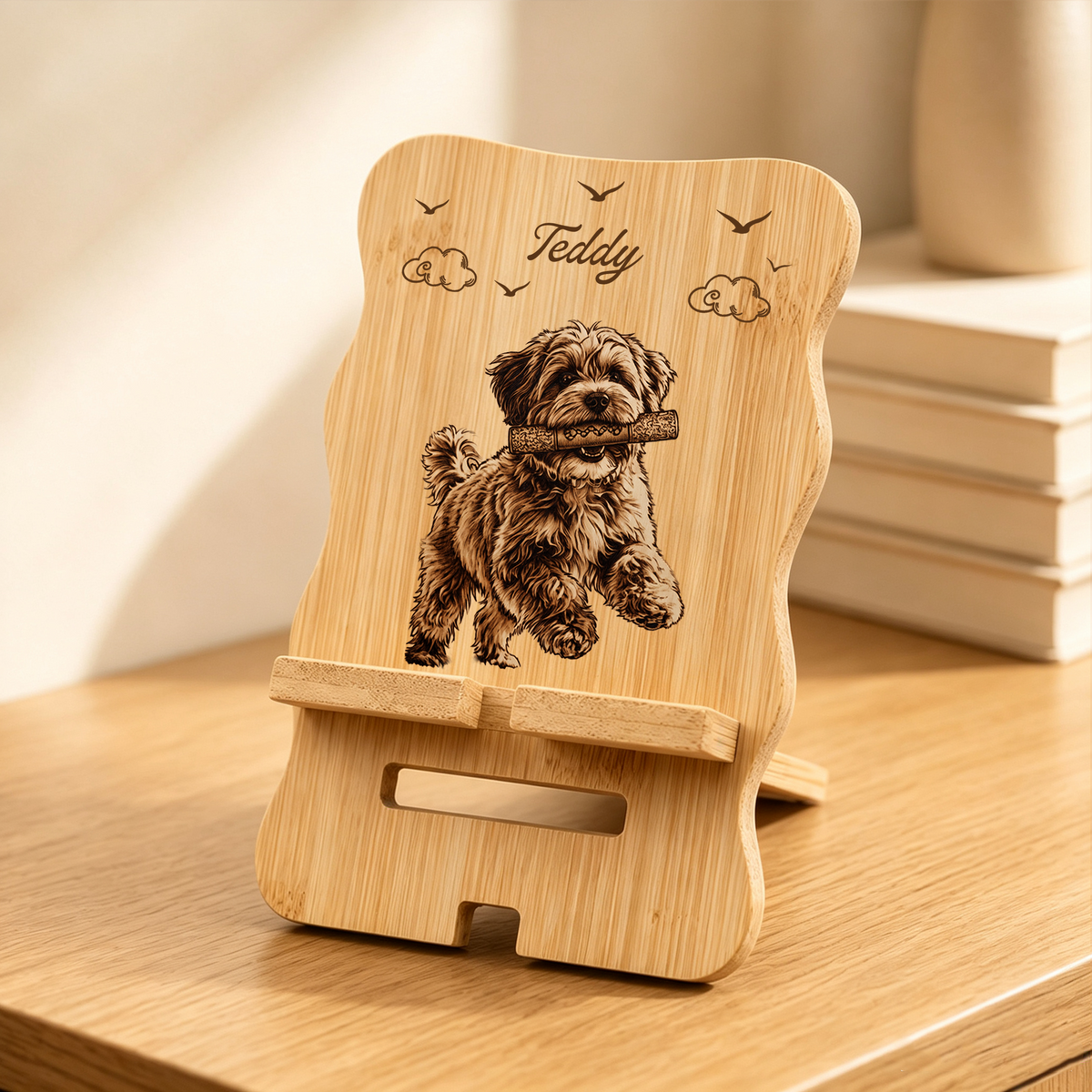 Personalized Sketch Style Photo Phone Holder with Name and Date Desk Decor Birthday Anniversary Wedding Gift for Family Friends Newlyweds