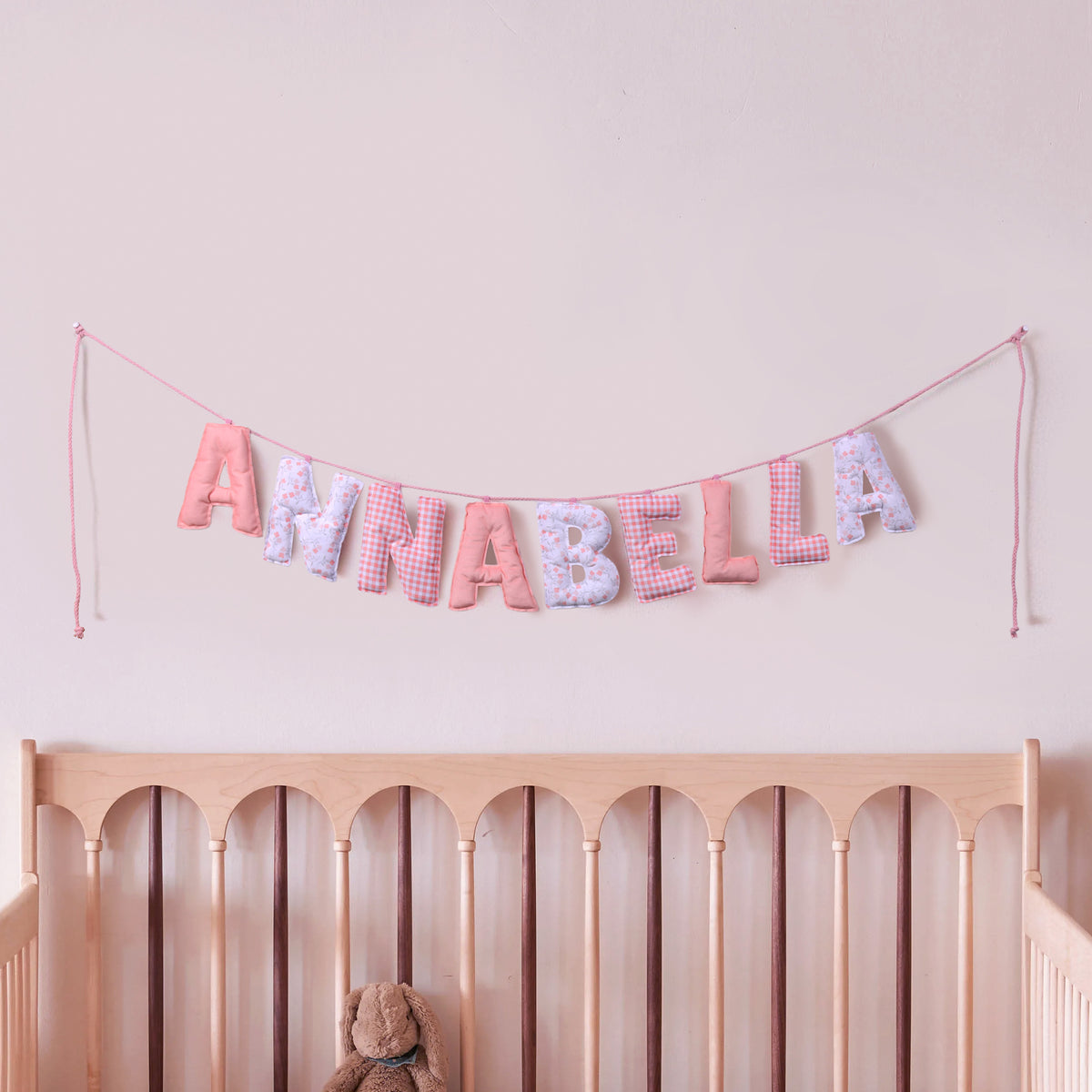 Personalized Floral Striped Letter Cozy Banner Decoration with Name Nursery Decor Baby Shower Baby Announcement Gift for Baby New Parent