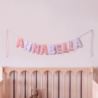 Personalized Floral Striped Letter Cozy Banner Decoration with Name Nursery Decor Baby Shower Baby Announcement Gift for Baby New Parent