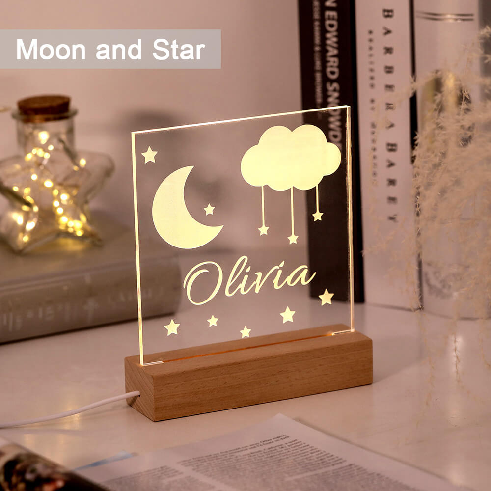 Moon and Stars Name Night Light for Children