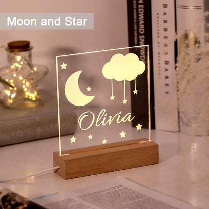Moon and Stars Name Night Light for Children