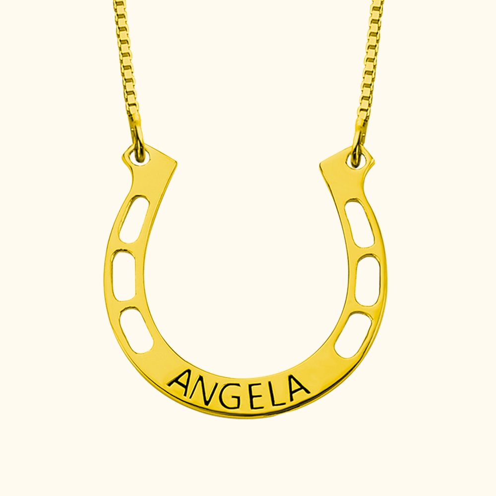 Horseshoe Necklace Engraved Custom Name