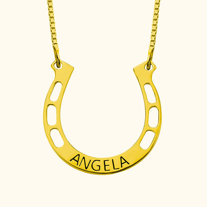Horseshoe Necklace Engraved Custom Name
