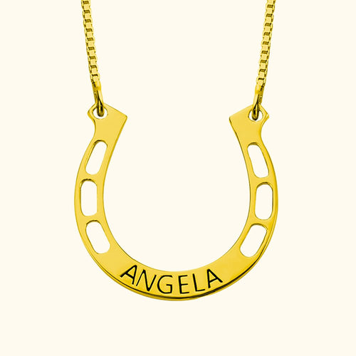 Horseshoe Necklace Engraved Custom Name