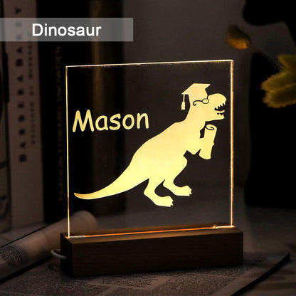 Dinosaur Night Light for Children Engraved Name