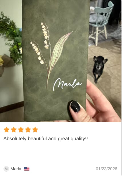 Personalized Watercolor Birth Flower Tri-Fold PU Leather Wristlet Wallet with Card Holder and Name Birthday Anniversary Gift for Women - CALLIE