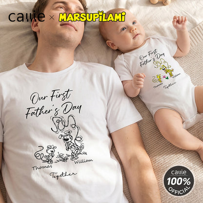 Personalized Leopard Marsupilami First Father's Day 100% Cotton T-shirt Baby Bodysuit with Name Father's Day Gift for Father | Callie × Marsupilami®