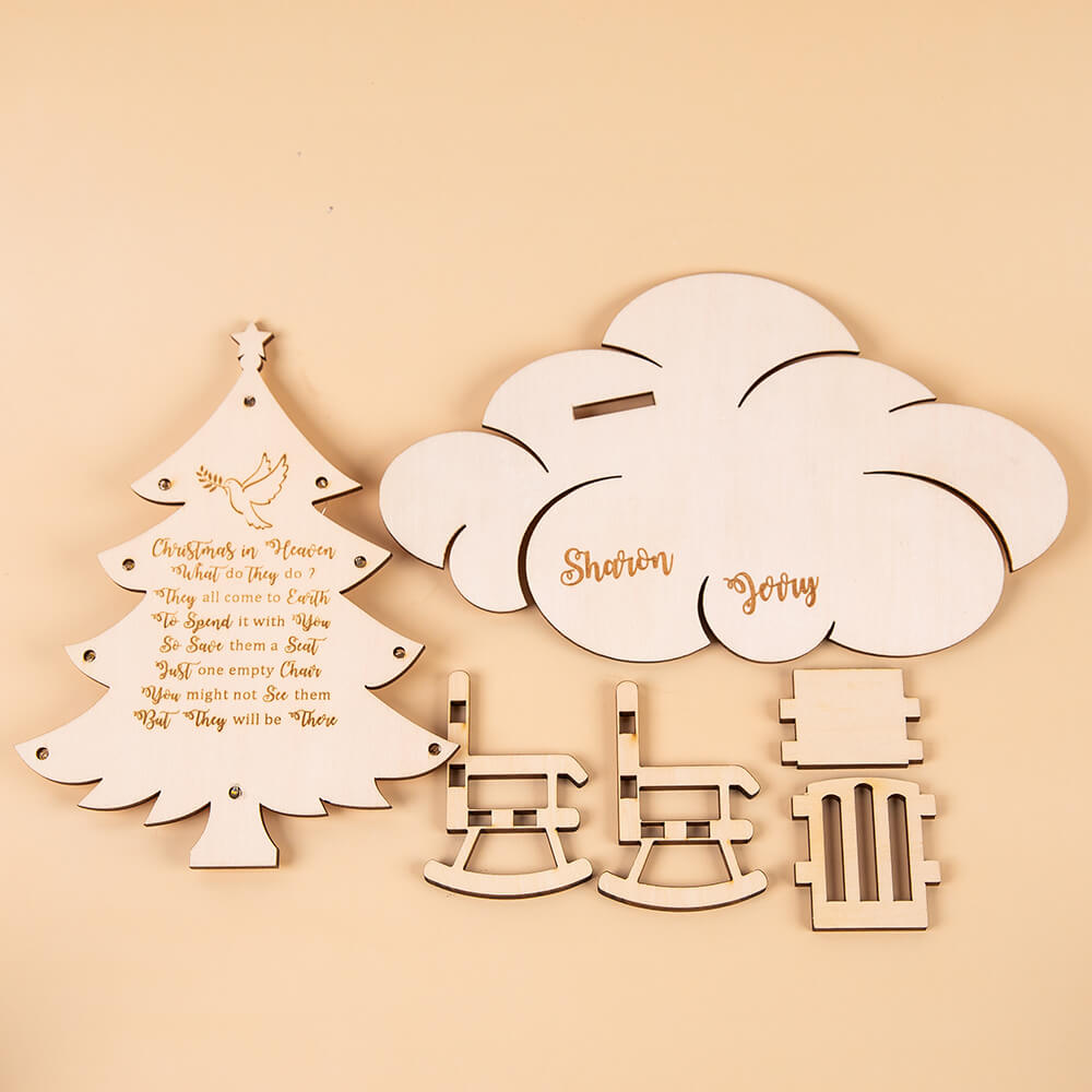 Engraved Names Christmas In Heaven Rocking Chair Christmas Tree Poem