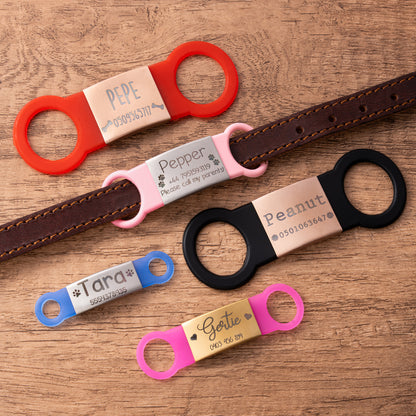 Personalized Silicone No-Slip Silent Slide on Pet Collar ID Tag with Engraved Name Phone Number Text Pet Supplies Birthday Gift for Pet Lovers Owners