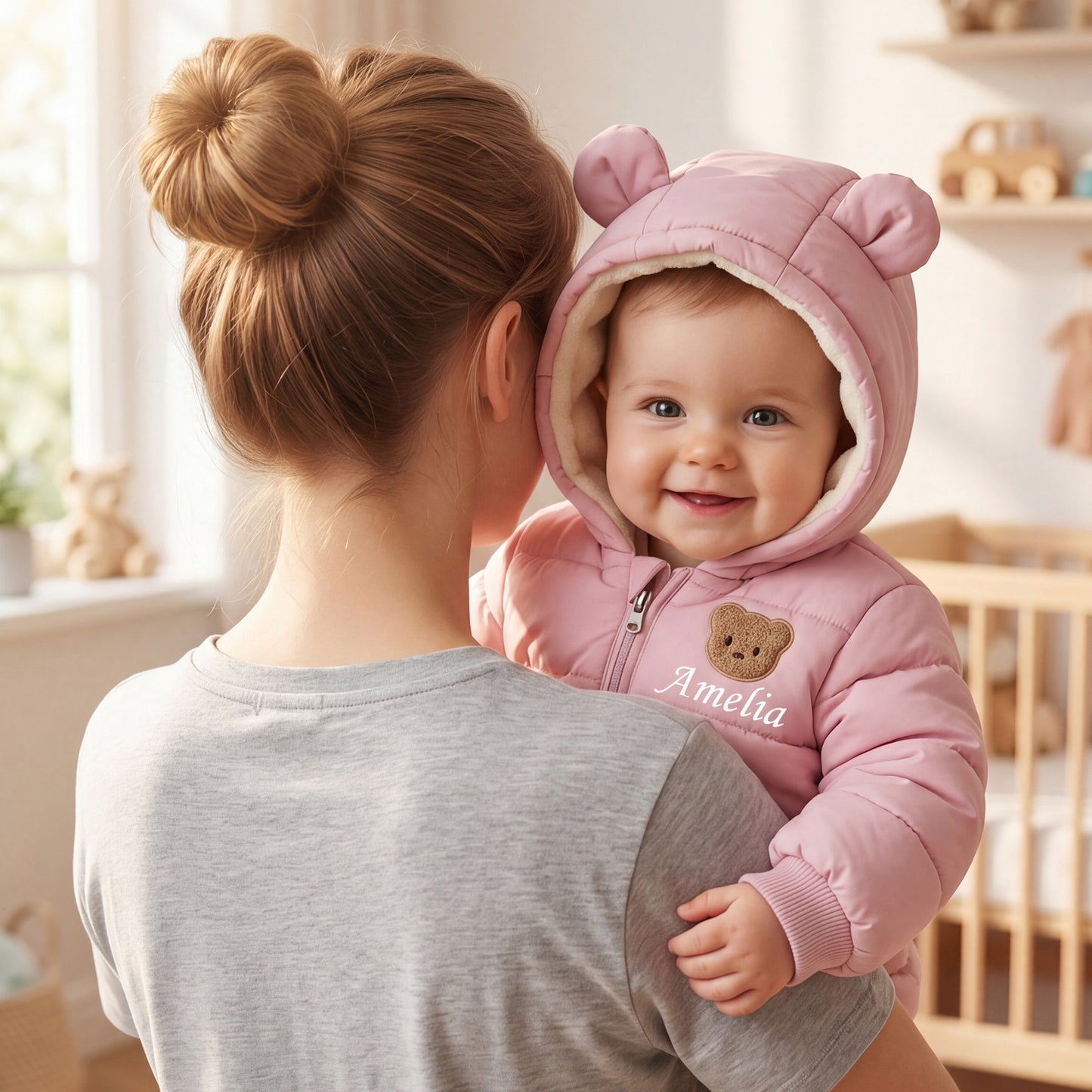 Personalized Cute Bear Name Design Baby Jumpsuit with Name  Winter Use Baby Shower Birthday Gift for Newborn 0-24 Month Baby