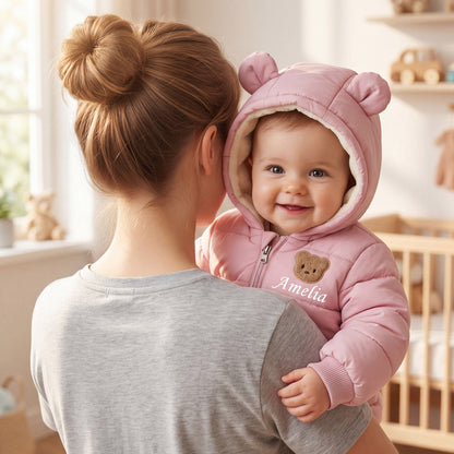 Personalized Cute Bear Name Design Baby Jumpsuit with Name  Winter Use Baby Shower Birthday Gift for Newborn 0-24 Month Baby