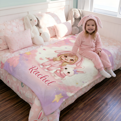 Personalized Fantasy Cartoon Kid Photo Pet Companion Soft Throw Blanket with Name Home Decor Baby Shower Birthday Gift for New Parents Kids