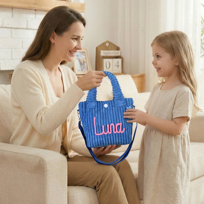 Personalized Cute Flower Lollipop Strawberry Name Corduroy Crossbody Bag Birthday Back to School Gift for Kids Girls Boys Toddlers