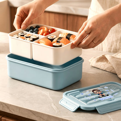 Personalized Star Cartoon Character Microwavable Lunch Box with Name and Cutlery Picnic Outdoor Activity Use Back to School Gift for Students Kids