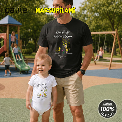 Personalized Leopard Marsupilami First Father's Day 100% Cotton T-shirt Baby Bodysuit with Name Father's Day Gift for Father | Callie × Marsupilami®