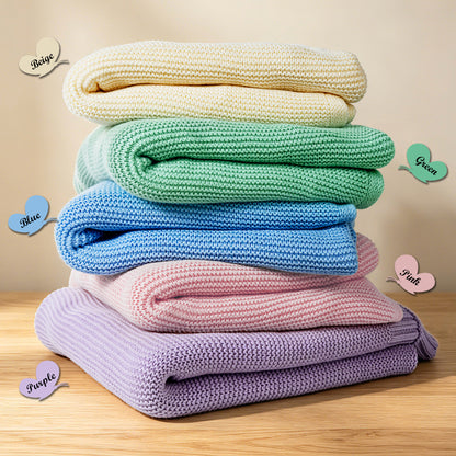 Personalized Embroidered Wildflower Cotton Knit Baby Blanket with Name Birthday Baby Shower Gift for Infants Baby Girls