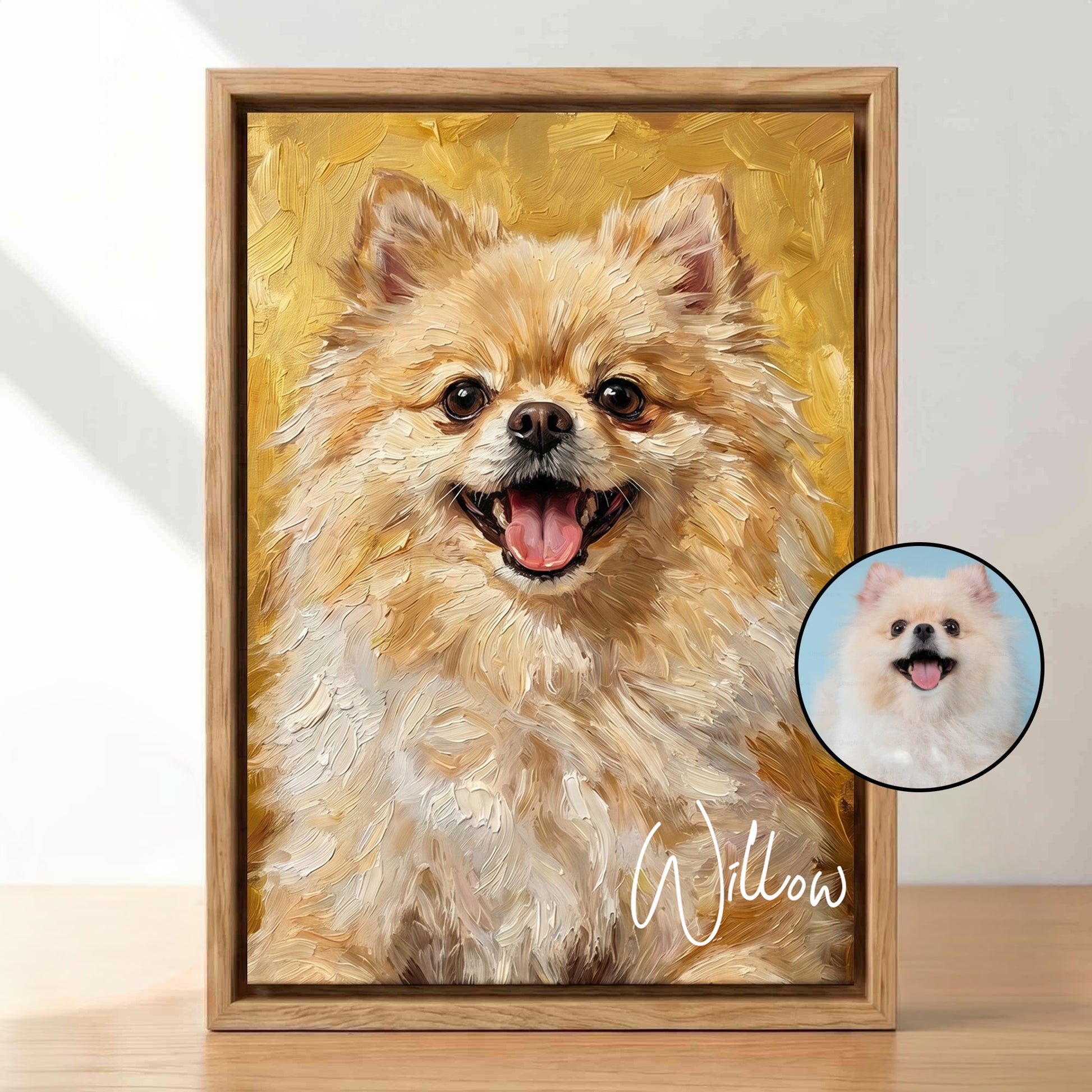 Personalized Modern Painting Texture Style Pet Photo Canvas Prints with Name Warm Minimalist Home Decor Ship from USA Birthday Gift for Pet Lovers