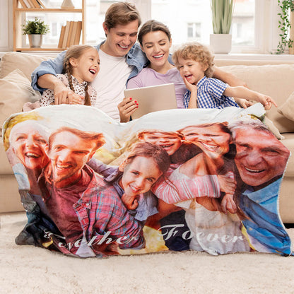 Personalized Soft Photo Throw Blanket with Text Birthday Mother's Day Gift for Family