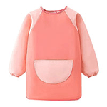 Personalized Cute Dinosaur Paint Waterproof Long Sleeve Apron with Name Text and Pocket Outdoor Activity Birthday Gift for Kids Students - CALLIE