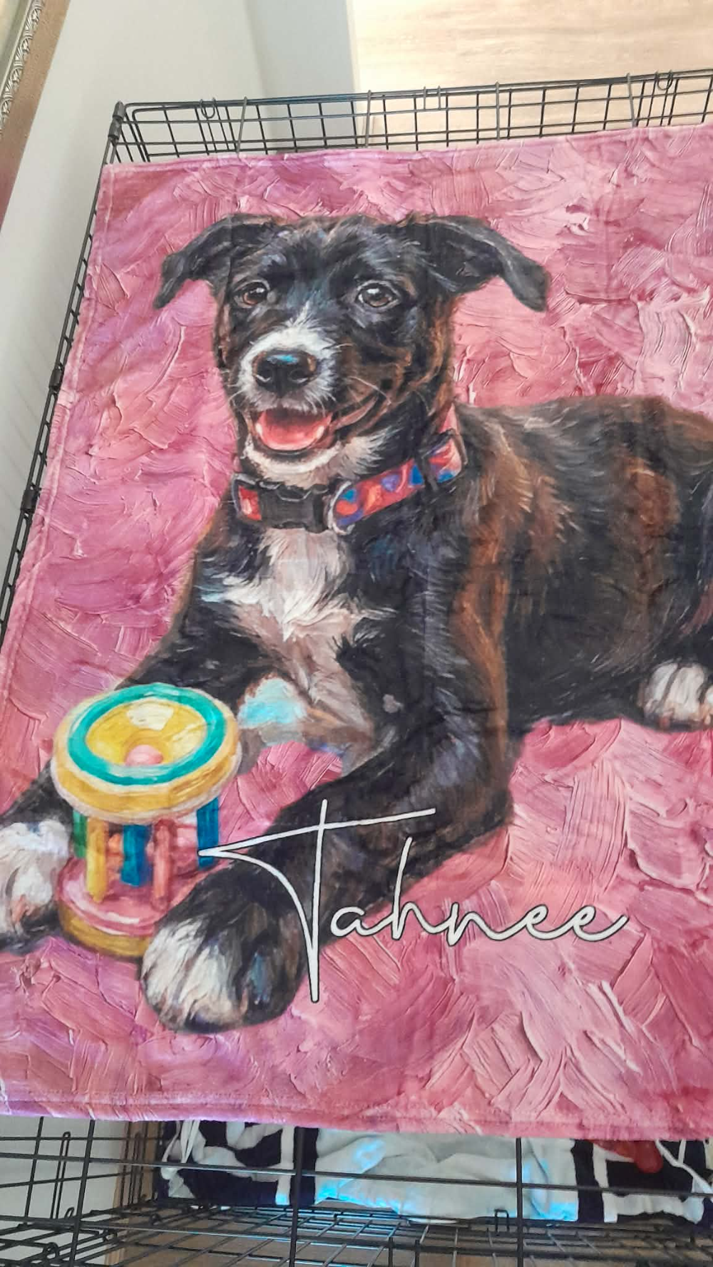 Personalized Oil Painting Style Pet Photo Soft Throw Blanket with Name Home Decor Birthday Pet Memorial Gift for Pet Lovers - CALLIE