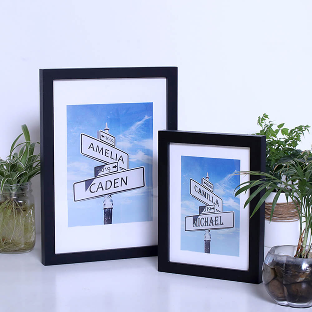 Anniversary Wedding Street Sign Art with Double Names & Date