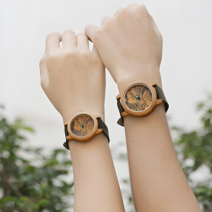 Personalized Bamboo Wood Photo Watch Engraved with Text Birthday Gift for Women Men